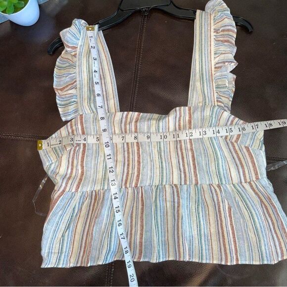 Liberty love crop top women’s size XL strips sleeveless ruffles pullover blouse - Picture 5 of 11